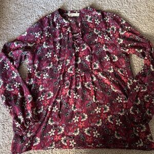 Hollister Floral Blouse in Red and White